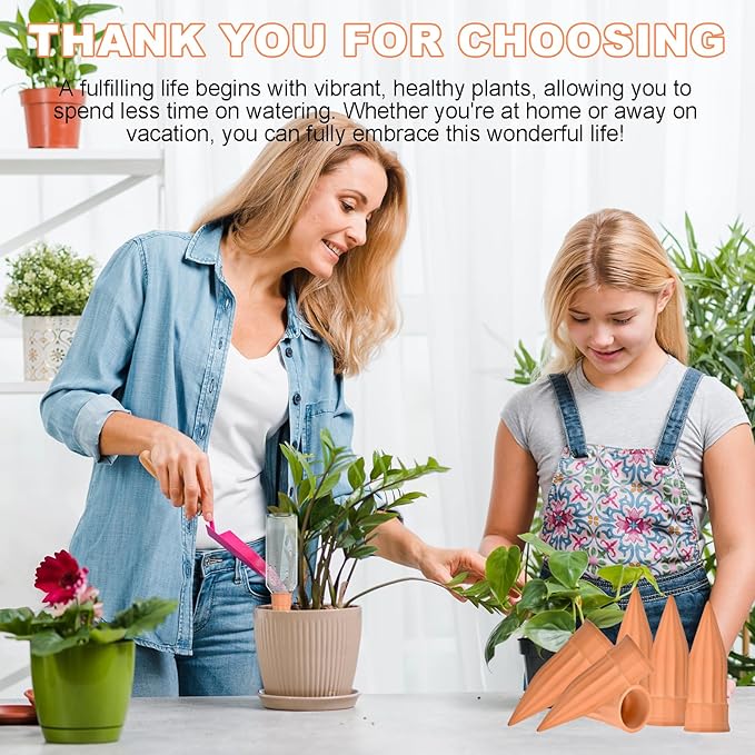 16 Pack Terracotta Plant Waterers - Self Watering Spikes and Watering Stakes for Automatic Watering, Slow Release Watering Devices for Vacation Plant Watering, Ideal for Indoor & Outdoor Plants