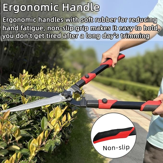 YRTSH Hedge shears, Extendable 26"-32" Hedge Clippers with Sharp Wavy Blade, Manual Hedge Trimmer for Trimming Borders and Shaping Shrubs, Garden Shears Pruner for Lawn and Yard Tools