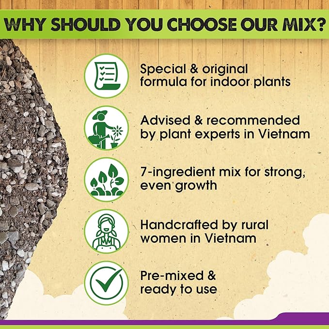 DUSPRO Recycle 20QRT Pre-Mixed House Plant Potting Mix 7in1 with Potting Soil Indoor Plants, Tropical Indoor Potting Soil with Pine Bark, Pumice, Coco Coir, Perlite, Worm Castings, Gypsum, Peat Moss