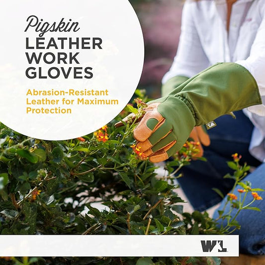 Wells Lamont Rosetender Gardening Gloves for Women – Thorn Proof Garden Gloves, Grain Leather Long Gloves for Pruning & Yard Work, 4129-300, X-Large