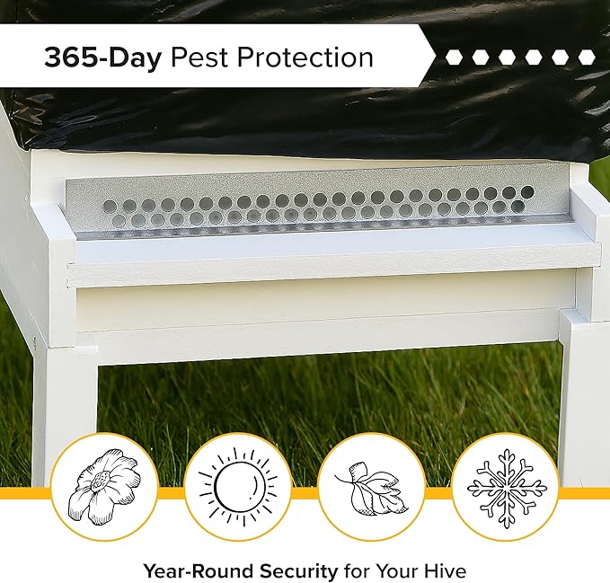Mann Lake 10 Frame Mouse Guard, Durable Stainless Steel Beehive Entrance Shield with Holes, Mouse Control Tool for Winter Hive Protection, Bee-Safe Closure Cover for Pest Blocking