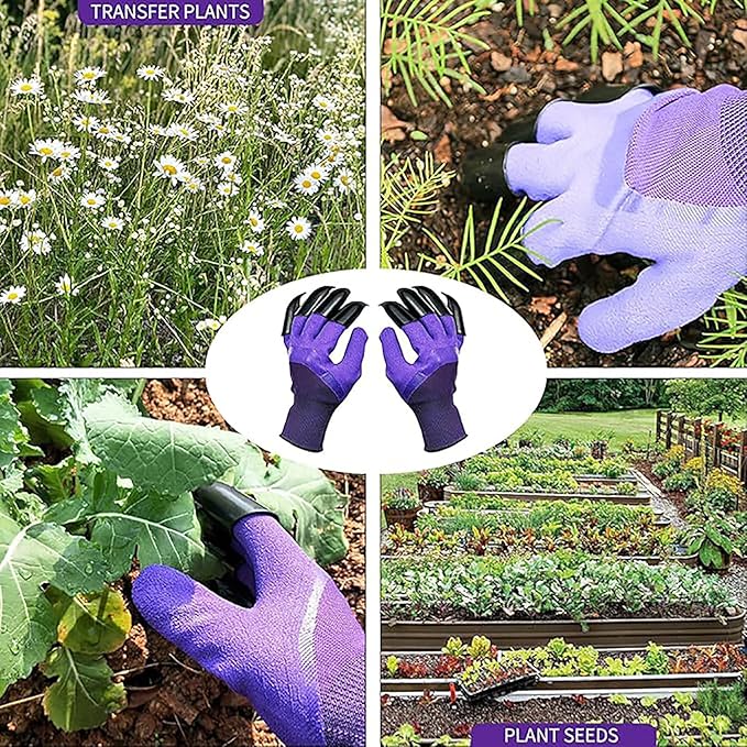 2 Pairs Garden Gloves,Gardening Work Gloves with Sturdy Claws Quick & Easy