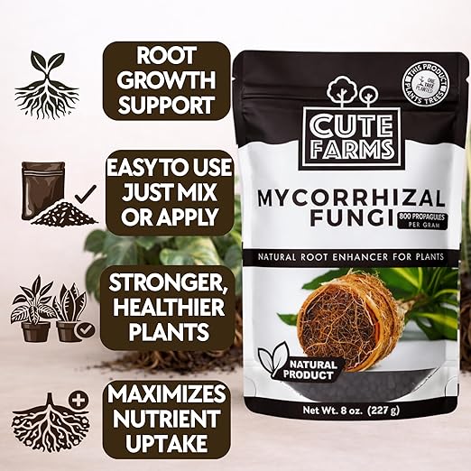 Mycorrhizal Fungi - Root Growth Booster, Enhances Nutrient Uptake & Plant Health, Ideal for Houseplants, Garden Transplants, Raised Beds, and Soil (8 Ounces) Cute Farms