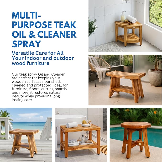 EcoDecors 24 pz. Teak Oil Protective Teak Sealer Wood Oil Indoor/Outdoor and Teak Cleaner Protective Teak Wood Restorer Eco Household Wood Furniture Cleaner Spray Bottle