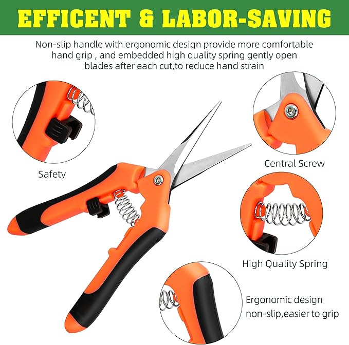 EWPJDK 4 Pack Garden Shears, Stainless Steel Shears Gardening Tools, Scissors, Garden Clippers, Pruning Shears for Gardening Shears & Scissors (Orange)