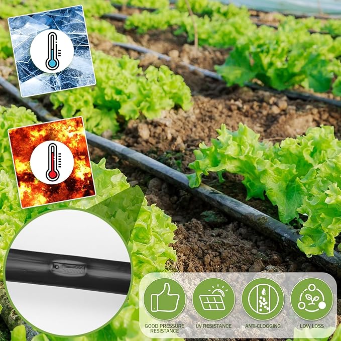 500 ft 5/8 Inch Drip Tape Irrigation Kit Drip Tape 16 Mil 8" Spacing Hose Garden Watering Tubing System Automatic Irrigation Equipment for Plant, Landscape, Yard, Lawn and Farm
