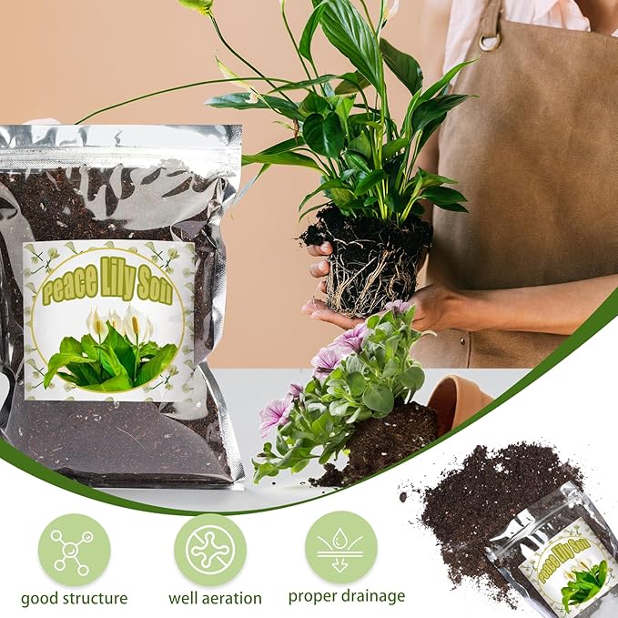 Doter Organic Peace Lily Soil Mix 4qt, Indoor Plants Potting Mix for Planting, Growing, or Repotting Peace Lily Plants, Grow Healthy houseplants Indoors