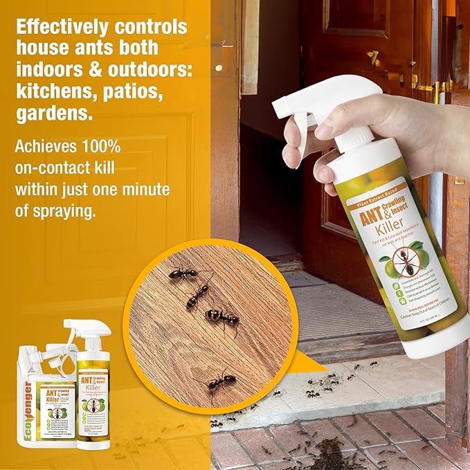 EcoRaider Ant & Crawling Insect Killer (34 OZ), 100% Fast Kills, Also Kills Fire Ants. Lasting Repellency, Safe for Children & Pets
