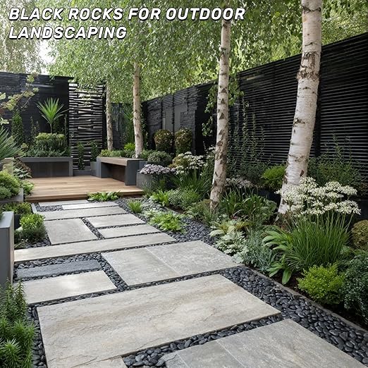NUPICK 45lb Black River Rocks for Outdoor Landscaping, 1-2 Inch Pebbles for Indoor Plants, Natural Polished Aquarium Gravel, Decorative Rocks for Succulent, Garden, Vases Fillers, Bird Baths