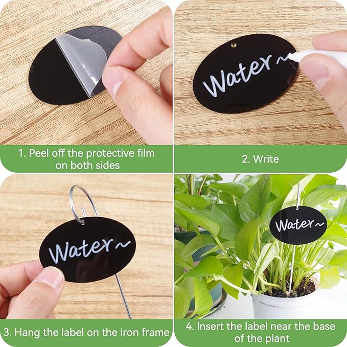 Vcekract Plant Labels, 25 Pcs Acrylic Garden Labels Stakes with Pen, Plant Markers for Outdoor Garden, Plant Tags for Potted Plants, Seed, Flowers
