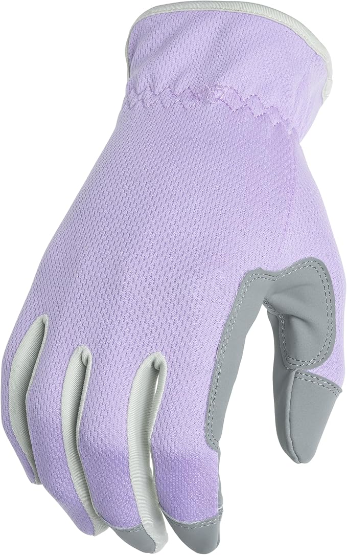 Digz Women's Large Planter Garden Gloves, Lightweight Mesh and Synthetic Leather, Touchscreen, Purple