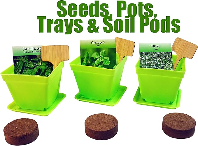 Herb Window Garden Gift Set- Complete windowsill herb Garden Growing kit Including Seeds, pots, Quality herb Clippers, Soil pods All in a Beautiful Planter Box. Hands on Gift Set.