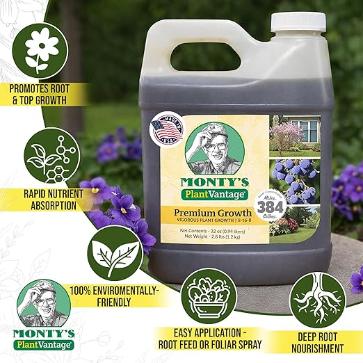PlantVantage Premium Growth Liquid Plant Fertilizer – NPK Fertilizer (8-16-8) with Zinc & Iron, Liquid Plant Food for Stronger Stems & Larger Leaves, Foliar Spray for Trees, Shrubs & Flowers – 32 oz