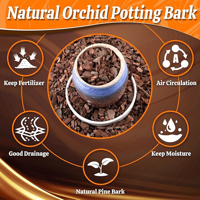 AVALUTION Orchid Potting Bark - 29QT Organic Pine Wood Chips for Plants, All Natural Potting Mix for Houseplant Mulch, Helps Root Health Development