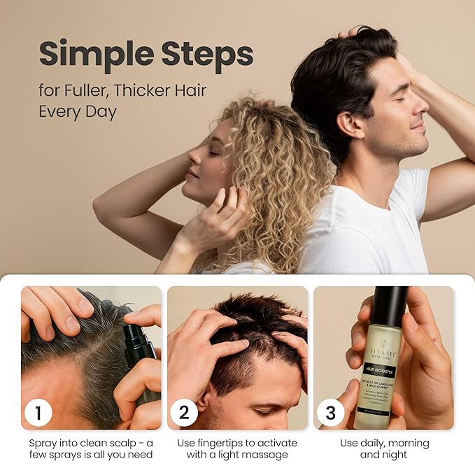 Vitasei Hair Booster 2 Fl Oz (3 Pack) – Hair Revitalizing Serum with Capilia Longa, Wild Olive Stem Cells & Arginine – Peptide-Enriched Hair Tonic Supports Thicker, Stronger – For Women & Men