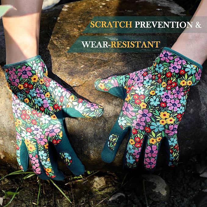 Trifabricy Gardening Gloves for Women, Breathable Leather Garden Gloves with Grip, Thorn-Proof Puncture-Resistant Work Gloves