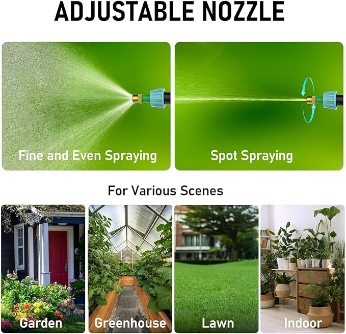 VASG 2 Gallon Battery Powered Garden Sprayer, Electric Sprayer, Weed Yard Lawn Sprayers with 5 Mist Nozzles & Retractable Wand & Adjustable Strap for Lawn, Garden, Yard