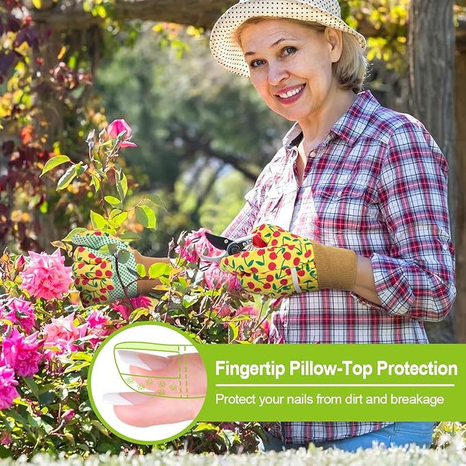 Ainiv Floral Gardening Gloves for Women/Ladies, Non-Slip Garden Work Gloves,Breathable Yard Work Glove Light Working Gloves