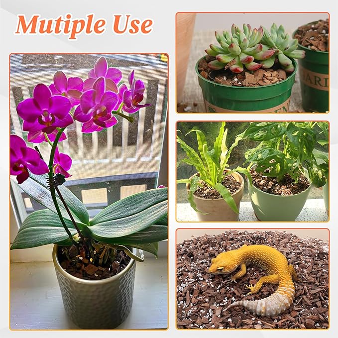 3QT Orchid Bark Potting Mix, Natural Orchid Potting Mix for Repotting, Blended with Small Pine Bark and Perlite to Provide Ideal Ventilation and Good Drainage for Orchids and Other Potted Plants
