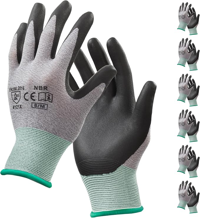 S SATC Safety Work Gloves Foam Nitrile Coated Touchscreen Knit Nylon Gloves for Men & Women, Ideal for Gardening, Warehouse