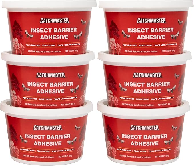 Catchmaster Tree Banding Insect Barrier 6Pk, 15oz Pails, Lanternfly & Ant Traps, Outdoor Adhesive Crawling Insect Trap to Protect Trees, Fruit & Plants