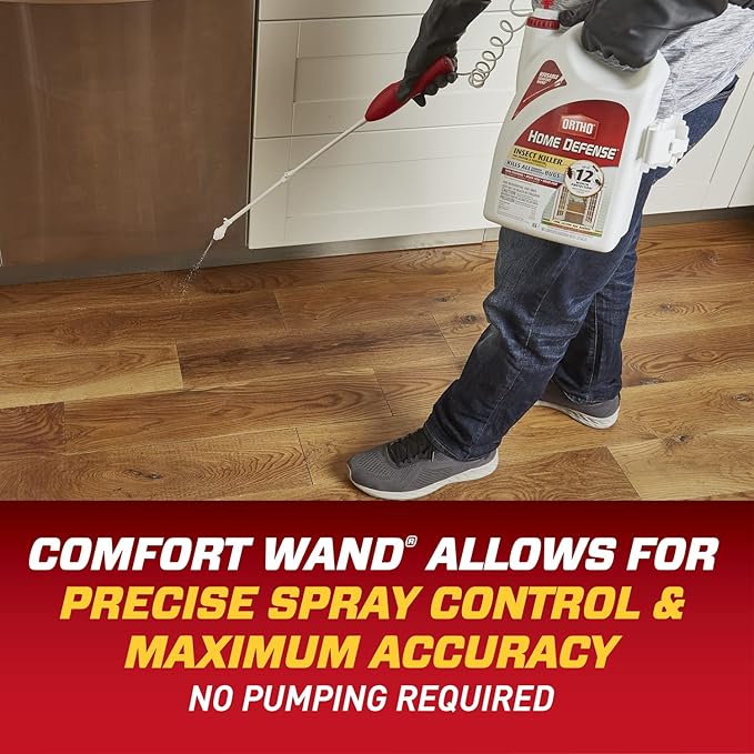 Ortho Home Defense Insect Killer for Indoor and Perimeter2 with Comfort Wand - Ready-To-Use Bug Spray, Kills Ants, Cockroaches & Spiders, 1.33 gal.