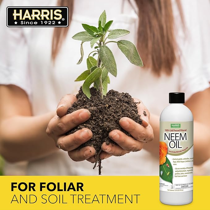 Harris Concentrated Neem Oil 100% Cold Pressed Filtered Oil Insecticide/Miticide/Fungicide, 12 oz Concentrate