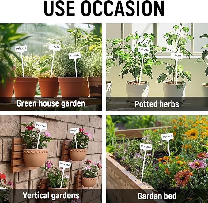 Plant Labels,60PCS Yuanling T-Type 11.4" Large Plastic Plant Tags Waterproof Plant Makers Nursery Garden Labels for Outdoor Indoor Plants Herbs Flowers Vegetable Potted Belt Marker Pen (White)
