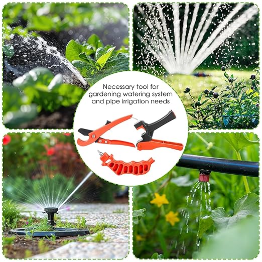 Feekoon Drip Irrigation Tubing Cutter Hole Punch Tool, Irrigation Sprinkler Hose Cutter, 2 in 1 Combination Drip Punch Tool for Garden PE Pipe 16 20mm (Orange)