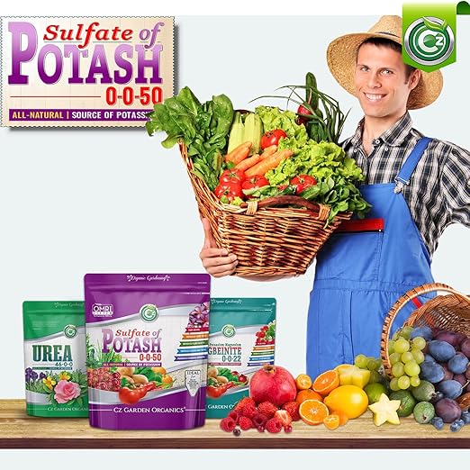 Organic Sulfate of Potash 0-0-50 Made in USA - Water Soluble SOP Potassium Plant Food for Plants & Flower Gardens - 3LB Low Chlorine Fertilizer. Enhances Color & Taste! OMRI Listed