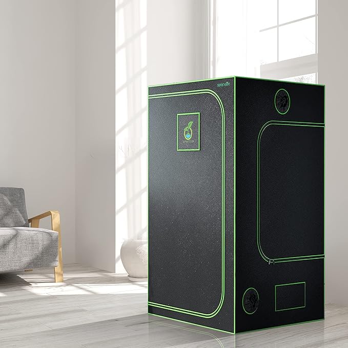 SereneLife Medium Hydroponic Grow Tent Garden-36'' x 36'' x 72'' Indoor Plant Growing System w/Durable Reflective 600D Mylar,Observation Window-Includes Removable Floor Tray,Pole Shelf