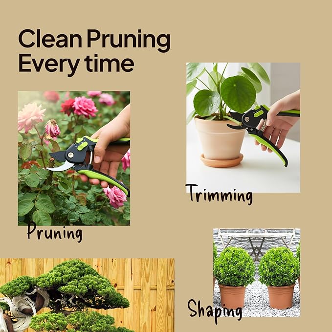 Lime Bypass Pruning Shears & Hedge Clippers - Cuts 3x Easier, Ideal for Seniors