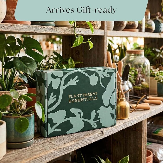 Rosy Soil Indoor Plant Parent Gift Set for Mother's Day - Houseplant Potting Soil with Modern Sprout Terracotta Watering Bulb, Soil Scoop, Plant Brush & Tweezers