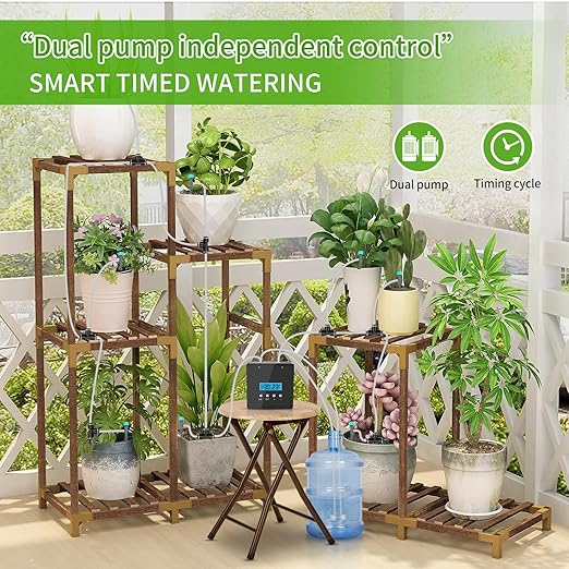 Automatic Watering System for Potted Plants | Indoor Plant Waterer with Programmable Timer, Dual Self-Priming Pumps, Drip Irrigation Kit for Up to 20 Plants
