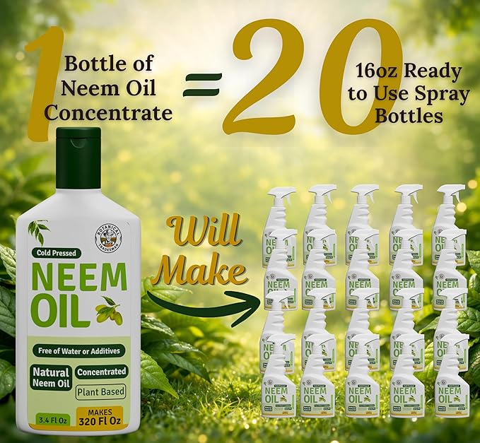 Neem Oil Spray for Plants (Refill 20 Times)- Pure Cold Pressed Neem Oil | Indoor & Outdoor