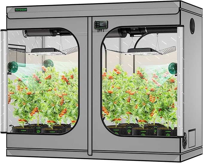 VIVOSUN 4X8 Pro Grow Tent, 96"x48"x80" Grow Tents Mylar Hydroponic Tent Thickened 22mm Poles Heavy Duty Zippers Greenhouse for Hydroponic Plants