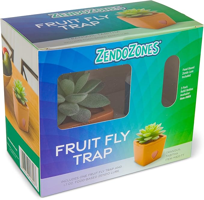ZendoZones Succulent Fruit Fly Trap – Tranquil Tabitha Design with Terracotta Base – Eco-Friendly Indoor Fruit Fly Control – Easy-to-Use Decorative Trap