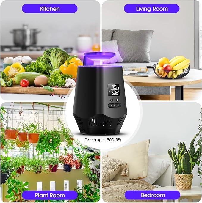 Fruit Fly Traps for Indoors, Smart Fly Trap Indoor Bug Zapper Gnat Traps for House Indoor with Temperature and Humidity Sensor, 10PCS Sticky Boards Black 01