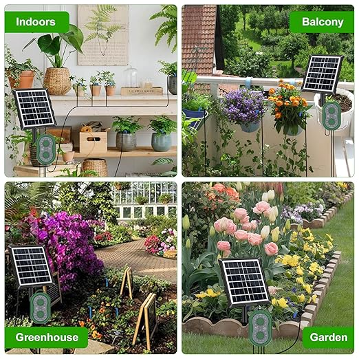 50FT Automatic Solar Drip Irrigation System, Solar Automatic Plant Waterer Kit, Supported 15 Pots, Indoor/Outdoor Irrigation Kit for Garden, Balcony & Patio Vacation Free