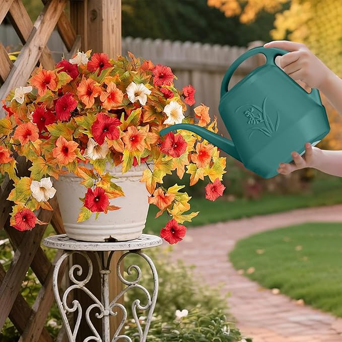 Plastic Watering Can - for Indoor and Outdoor Home Garden Plants - with Long Spout - Green - 1/2 Gallon