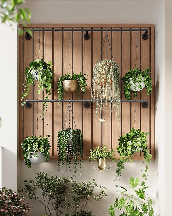 SOFITORG Plant Haning Rod, 2 Pack Hanging Planters for Indoor Plants with 6 Chains, Wall Plant Hanging Bar for Window Celling, 65.7 Inch, Metal Black, Pots Not Included