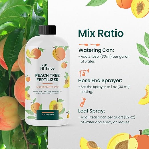 32oz Peach Plant Fertilizer - Makes 32 Gallons of Peach Tree Fertilizer for Peaches, Liquid Plant Food with Macronutrients + Micronutrients for Bigger, Sweeter Fruits, Healthy Growth & Strong Roots