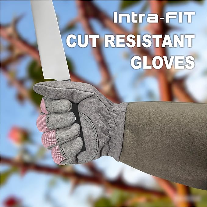 Rose Pruning Gloves Thorn Resistant, Embroidery Gardening Gloves with Extra Long Forearm Protection