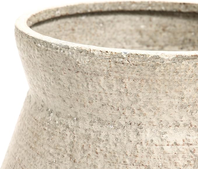 LuxenHome Planters for Indoor Plants, Set of 2 Indoor Plant Pots, Decorative Metal Planters with Stands, Distressed Cachepot Large Floor Flower Pot for Home Office, 13" & 16" Diameter, Sand Beige