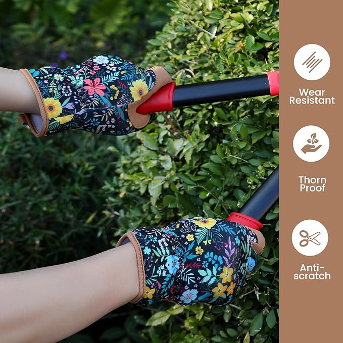 Tavaleu Gardening Gloves for Women, Thorn Proof Puncture Resistant Leather Garden Gloves, Breathable Working Gloves