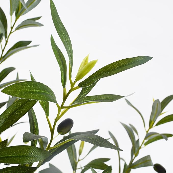 Warmplants Artificial Olive Tree, 7ft Tall Fake Olive Leaves Plant with Basket, Indoor Outdoor Faux Olive Topiary Silk Tree for Home Livingroom Office Décor