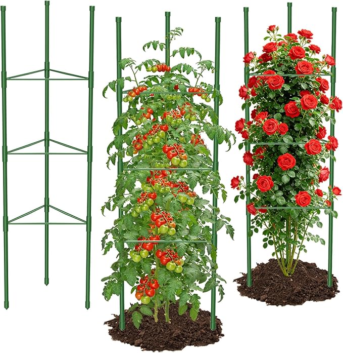 MYMULIKE 3 Pack Extra Larger Tomato Cages, 51in*17in Adjustable Tomatoes Plant Stakes Support Cages Trellis for Garden, Garden Trellis for Vegetable Flowers Fruits Climbing Plants