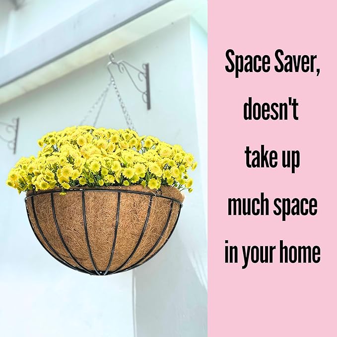 LaLaGreen Hanging Baskets for Plant Outdoor (20 Inch, 4 Pack) Extra Large Black Metal Wire Hanging Planter with Coco Liner Round Flower Pot Holder Hanger Deck Porch Modern Garden Balcony Country Decor