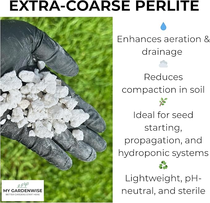 GARDENWISE Perlite for Plants, Extra Coarse Grade 4 Horticultural Perlite, Organic Perlite for Gardening Indoor & Outdoor, Made in USA (15 quarts)