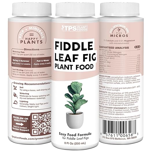 Fiddle Leaf Fig Plant Food – Liquid Plant Food for Bigger Leaves, Stronger Roots & Healthy New Growth, 32 oz